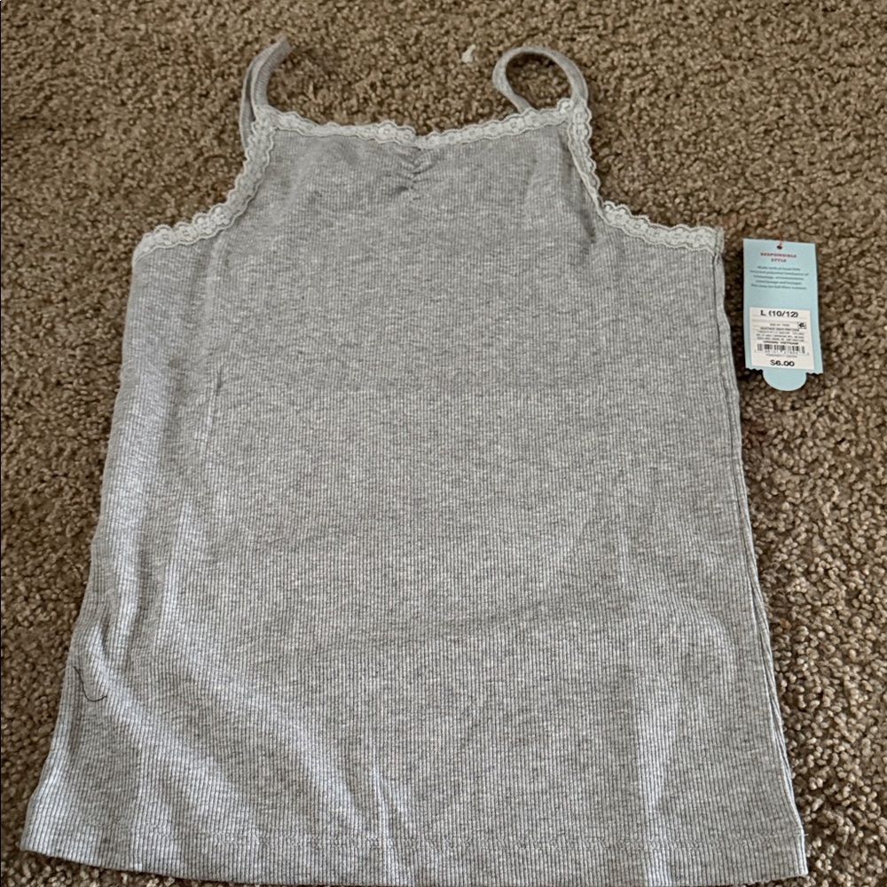 Cat & Jack Gray Camisole with Lace Trim